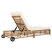 Outdoor Lounge Chair, Patio Chaise Lounge with 5-Position Backrest, Rattan Outdoor Lounge Chair with Cushion and Wheels for Poolside, Backyard, Garden (Natural+Beige) - DTYStore