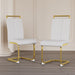 Modern Dining Chairs,PU Faux Leather High Back Upholstered Side Chair with C-shaped Tube. Plating Golden Metal Legs for Dining Room Kitchen Vanity Patio Club Guest Office Chair (Set of 4) (White+PU) - DTYStore