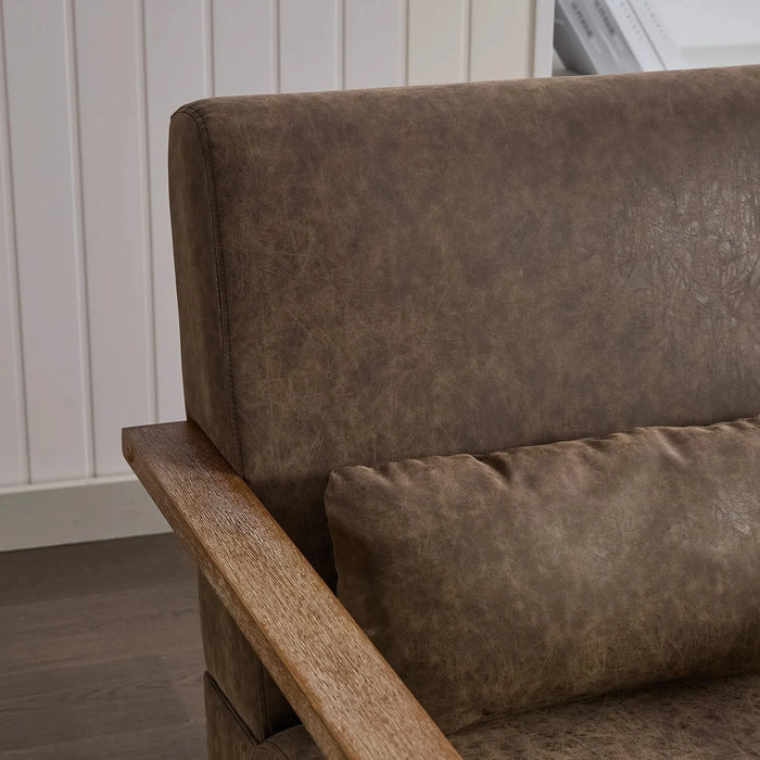 30.3'W Swivel Modern Upholstered Accent Chair with Solid Wood Armrests and 360 Degree Comfy Lounge Reading Chair, Side Armchair for Hotel, Bedroom, Living Room, Office, and Nursery Room.(Coffee,PU) Default -DTYStore