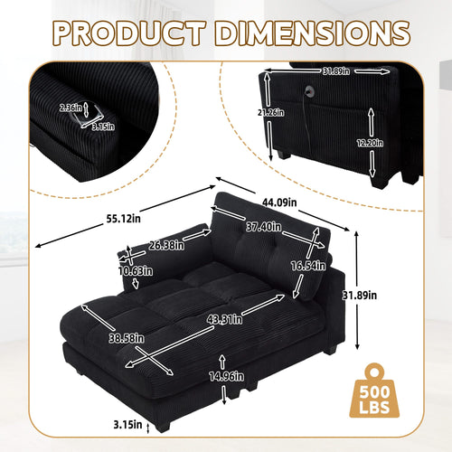 UNITED WE WIN Sleeper Sofa Couch Bed,Oversized Chaise Lounge Chair Cozy Cloud Couch - Image 13