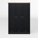 Modern Wood 3 Doors Armoire Wardrobe Closet with 2 Drawers,70.1' Tall Wooden Wardrobe Cabinet with Hanging Rail and Shelve for Bedroom, Natural +Black - DTYStore
