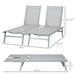 Chaise Lounge Pool Chairs Set of 2, Aluminum Outdoor Sun Tanning Chairs with Five-Position Reclining Back, Shelf & Breathable Mesh for Beach, Yard, Patio, Light Gray - DTYStore