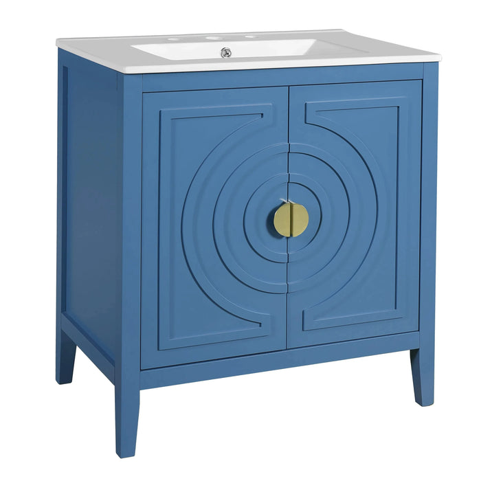 30' Bathroom Storage Cabinet with 2 Large Soft Closing Doors with Organizer, 1 Hided Drawer and Adjustable Shelf, Bathroom Vanity with Sink Default -DTYStore