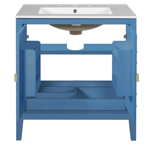 30' Bathroom Storage Cabinet with 2 Large Soft Closing Doors with Organizer, 1 Hided Drawer and Adjustable Shelf, Bathroom Vanity with Sink Default -DTYStore