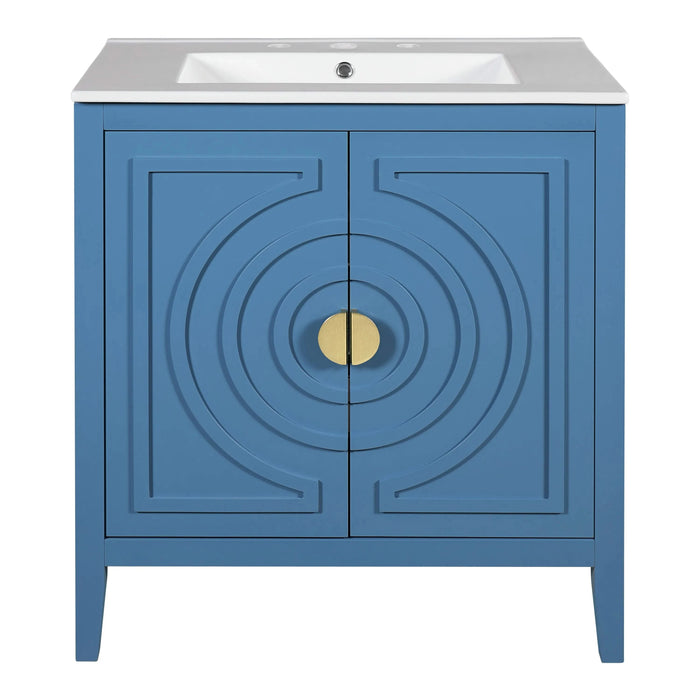 30' Bathroom Storage Cabinet with 2 Large Soft Closing Doors with Organizer, 1 Hided Drawer and Adjustable Shelf, Bathroom Vanity with Sink Default -DTYStore