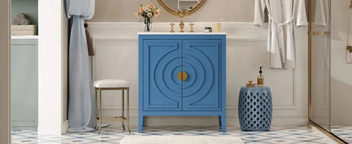 30' Bathroom Storage Cabinet with 2 Large Soft Closing Doors with Organizer, 1 Hided Drawer and Adjustable Shelf, Bathroom Vanity with Sink Default -DTYStore