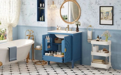 30' Bathroom Storage Cabinet with 2 Large Soft Closing Doors with Organizer, 1 Hided Drawer and Adjustable Shelf, Bathroom Vanity with Sink Default -DTYStore