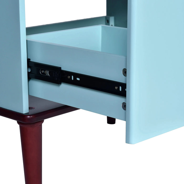 30'' Bathroom Vanity Cabinet with Ceramic Sink Combo Set, Solid Wood Frame Modern Bathroom Storage Cabinet with 2 Drawers, Blue Default -DTYStore