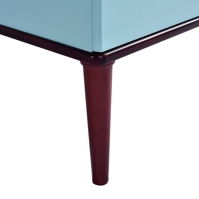 30'' Bathroom Vanity Cabinet with Ceramic Sink Combo Set, Solid Wood Frame Modern Bathroom Storage Cabinet with 2 Drawers, Blue Default -DTYStore