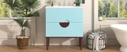30'' Bathroom Vanity Cabinet with Ceramic Sink Combo Set, Solid Wood Frame Modern Bathroom Storage Cabinet with 2 Drawers, Blue Default -DTYStore