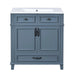 30'' Bathroom Vanity with Ceramic Sink,Solid Wood Frame Bathroom Storage Cabinet with Soft Closing Doors,Retro Style, Blue Default -DTYStore