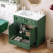 30'' Bathroom Vanity with Ceramic Sink,Solid Wood Frame Bathroom Storage Cabinet with Soft Closing Doors,Retro Style, Green Default -DTYStore