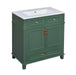 30'' Bathroom Vanity with Ceramic Sink,Solid Wood Frame Bathroom Storage Cabinet with Soft Closing Doors,Retro Style, Green Default -DTYStore