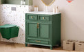 30'' Bathroom Vanity with Ceramic Sink,Solid Wood Frame Bathroom Storage Cabinet with Soft Closing Doors,Retro Style, Green Default -DTYStore