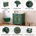 30'' Bathroom Vanity with Ceramic Sink,Solid Wood Frame Bathroom Storage Cabinet with Soft Closing Doors,Retro Style, Green Default -DTYStore