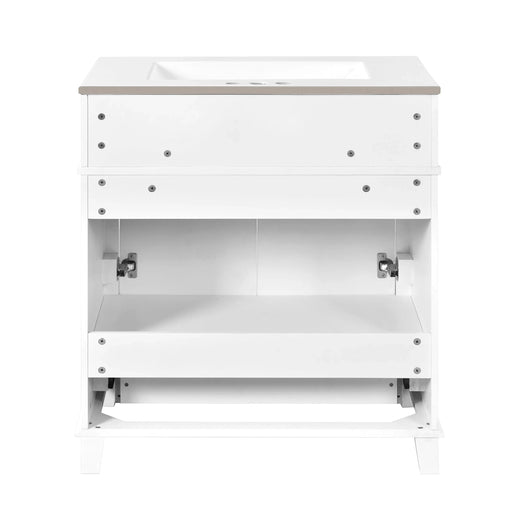 30'' Bathroom Vanity with Ceramic Sink,Solid Wood Frame Bathroom Storage Cabinet with Soft Closing Doors,Retro Style, White Default -DTYStore