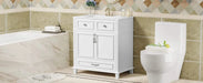30'' Bathroom Vanity with Ceramic Sink,Solid Wood Frame Bathroom Storage Cabinet with Soft Closing Doors,Retro Style, White Default -DTYStore