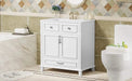 30'' Bathroom Vanity with Ceramic Sink,Solid Wood Frame Bathroom Storage Cabinet with Soft Closing Doors,Retro Style, White Default -DTYStore