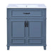 30'' Bathroom Vanity with Ceramic Sink,Solid Wood Frame Bathroom Storage Cabinet with Soft Closing Doors, Retro Style, Blue Default -DTYStore