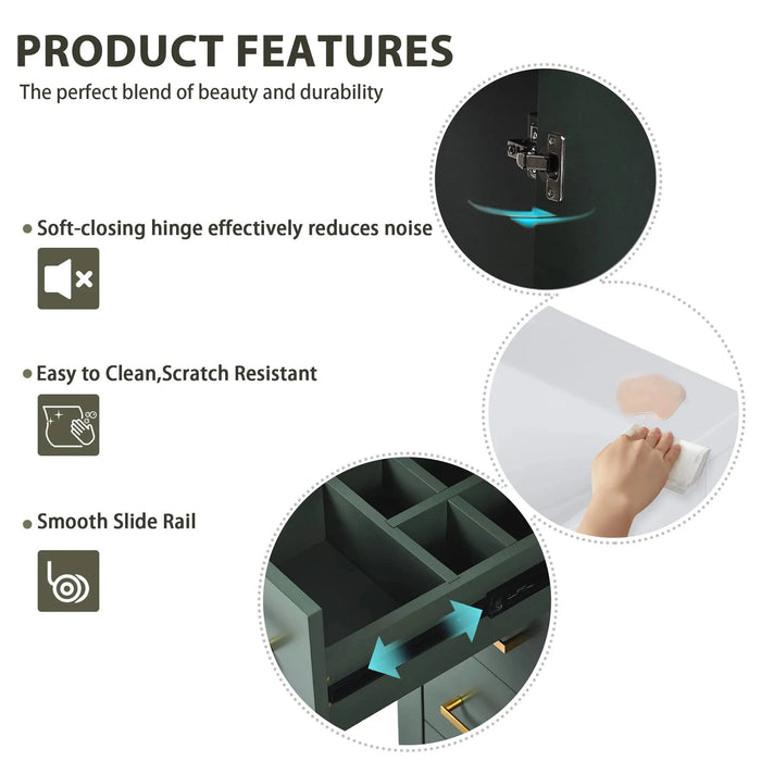 30'' Bathroom Vanity with Ceramic Sink Combo,Solid Wood Frame Bathroom Storage Cabinet, Freestanding Vanity Set with 3 Drawers& Soft Closing Doors Default -DTYStore