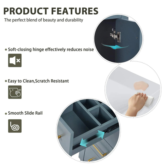 30'' Bathroom Vanity with Ceramic Sink Combo,Solid Wood Frame Bathroom Storage Cabinet, Freestanding Vanity Set with 3 Drawers& Soft Closing Doors Default -DTYStore