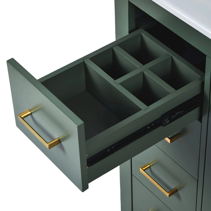 30'' Bathroom Vanity with Ceramic Sink Combo,Solid Wood Frame Bathroom Storage Cabinet, Freestanding Vanity Set with 3 Drawers& Soft Closing Doors Default -DTYStore