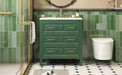 30'' Bathroom Vanity with Ceramic Sink Combo, Free Standing Single Vanity Set with 3 Drawers, Solid Wood Frame Bathroom Storage Cabinet, Green Default -DTYStore