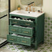 30'' Bathroom Vanity with Ceramic Sink Combo, Free Standing Single Vanity Set with 3 Drawers, Solid Wood Frame Bathroom Storage Cabinet, Green Default -DTYStore