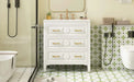 30'' Bathroom Vanity with Ceramic Sink Combo, Free Standing Single Vanity Set with 3 Drawers, Solid Wood Frame Bathroom Storage Cabinet, White Default -DTYStore