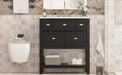 30'' Bathroom Vanity with Ceramic Sink Combo, Free Standing Single Vanity Set with 5 Drawers, Solid Wood Frame Bathroom Storage Cabinet Default -DTYStore