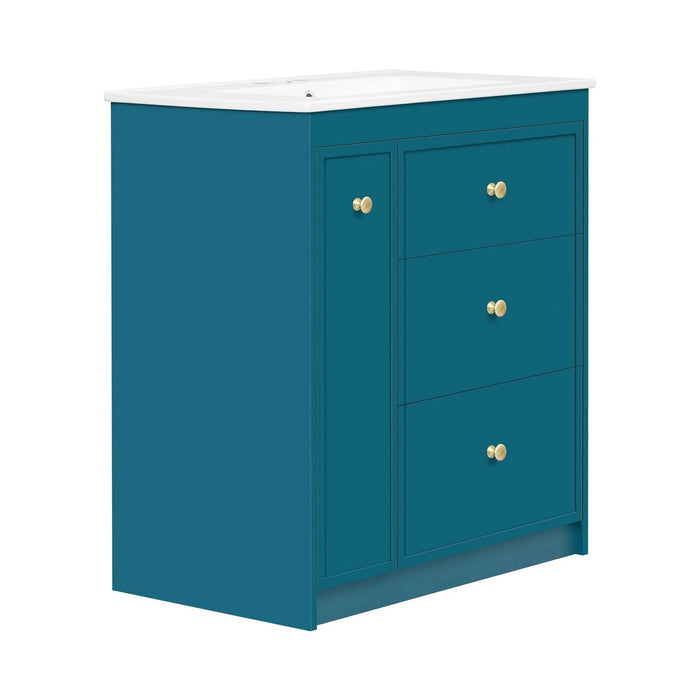 30'' Bathroom Vanity with Ceramic Sink Combo, Free Standing Single Vanity Set with Four Drawers, Modern Bathroom Storage Cabinet , Ideal for Home Default -DTYStore