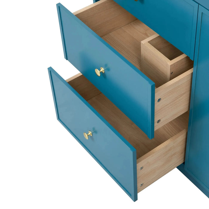 30'' Bathroom Vanity with Ceramic Sink Combo, Free Standing Single Vanity Set with Four Drawers, Modern Bathroom Storage Cabinet , Ideal for Home Default -DTYStore