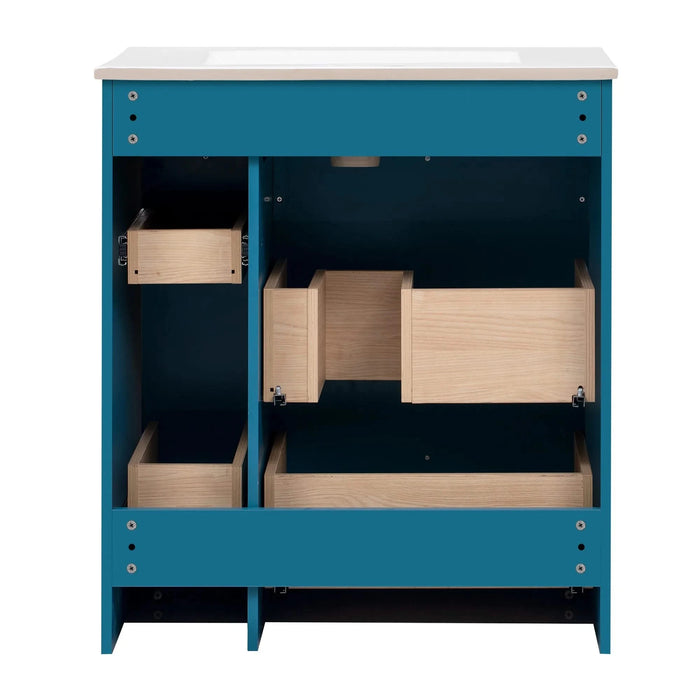 30'' Bathroom Vanity with Ceramic Sink Combo, Free Standing Single Vanity Set with Four Drawers, Modern Bathroom Storage Cabinet , Ideal for Home Default -DTYStore