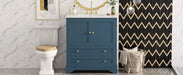 30'' Bathroom Vanity with Ceramic Sink Combo, Modern Freestanding Storage Cabinet with Gold Handles, Soft Closing Doors, Blue Default -DTYStore