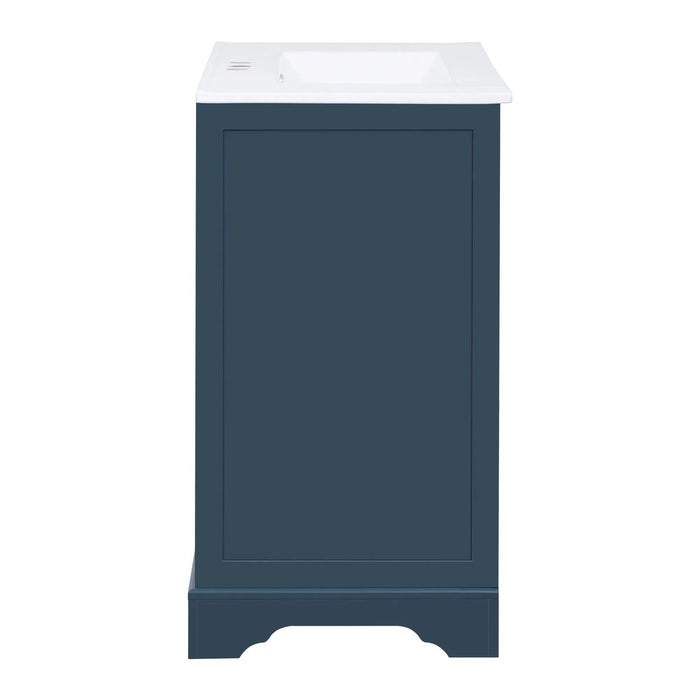 30'' Bathroom Vanity with Ceramic Sink Combo, Modern Freestanding Storage Cabinet with Gold Handles, Soft Closing Doors, Blue Default -DTYStore