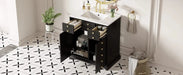 30'' Bathroom Vanity with Ceramic Sink Combo, Solid Wood Frame Bathroom Storage Cabinet, Freestanding Vanity Set with 2 Drawers& Soft Closing Doors, Black Default -DTYStore