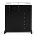 30'' Bathroom Vanity with Ceramic Sink Combo, Solid Wood Frame Bathroom Storage Cabinet, Freestanding Vanity Set with 2 Drawers& Soft Closing Doors, Black Default -DTYStore