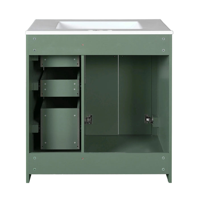 30'' Bathroom Vanity with Ceramic Sink Combo, Solid Wood Frame Bathroom Storage Cabinet, Freestanding Vanity Set with 3 Drawers& Soft Closing Doors Default -DTYStore