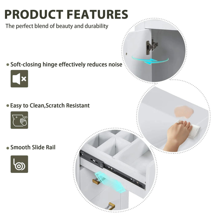 30'' Bathroom Vanity with Ceramic Sink Combo, Solid Wood Frame Bathroom Storage Cabinet, Freestanding Vanity Set with 3 Drawers& Soft Closing Doors Default -DTYStore