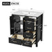 30'' Bathroom Vanity with Ceramic Sink Combo, Solid Wood Frame Bathroom Storage Cabinet, Freestanding Vanity Set with 4 Drawers& Soft Closing Doors, Black Default -DTYStore