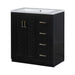 30'' Bathroom Vanity with Resin Sink Combo,Solid Wood Frame Bathroom Storage Cabinet, Freestanding Vanity Set with 3 Drawers& Soft Closing Doors (Same as SW000120AAB) Default -DTYStore