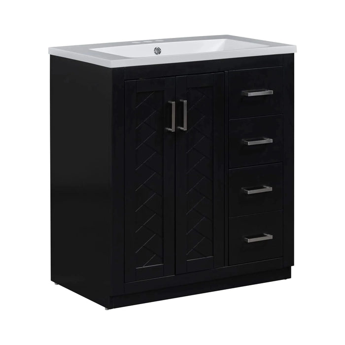 30'' Bathroom Vanity with Resin Sink Combo,Solid Wood Frame Bathroom Storage Cabinet, Freestanding Vanity Set with 3 Drawers& Soft Closing Doors (Same as SW000120AAB) Default -DTYStore