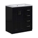 30'' Bathroom Vanity with Resin Sink Combo,Solid Wood Frame Bathroom Storage Cabinet, Freestanding Vanity Set with 3 Drawers& Soft Closing Doors (Same as SW000120AAB) Default -DTYStore