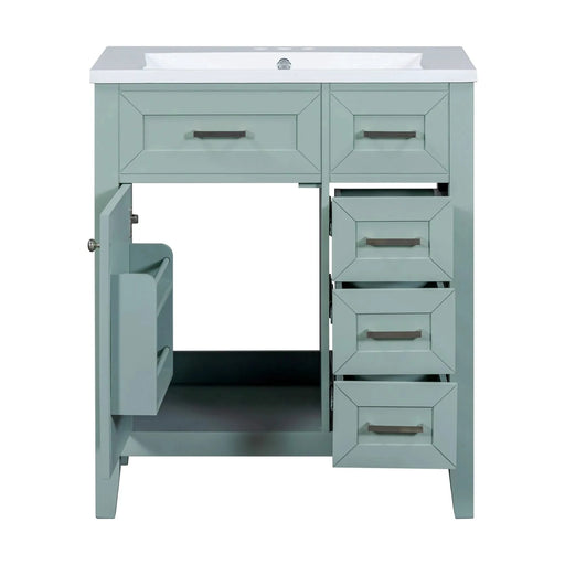 30' Bathroom Vanity with Sink Combo, Green Bathroom Cabinet with Drawers, Solid Frame and MDF Board Default -DTYStore