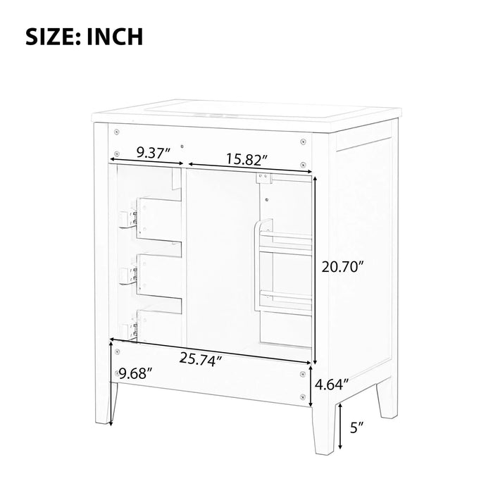 30' Bathroom Vanity with Sink Combo, Green Bathroom Cabinet with Drawers, Solid Frame and MDF Board Default -DTYStore