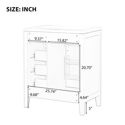 30' Bathroom Vanity with Sink Combo, Green Bathroom Cabinet with Drawers, Solid Frame and MDF Board (Old Sku:N725S999222F) Default -DTYStore