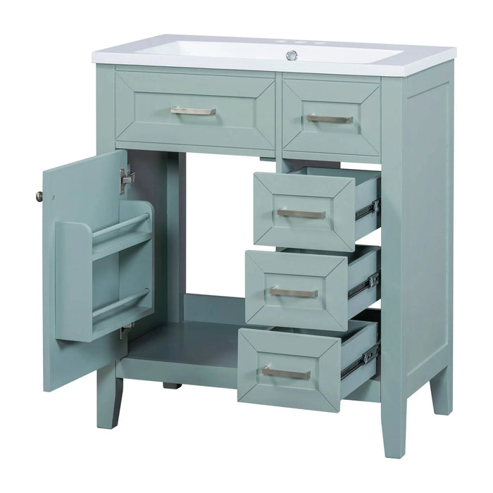 30' Bathroom Vanity with Sink Combo, Green Bathroom Cabinet with Drawers, Solid Frame and MDF Board (Old Sku:N725S999222F) Default -DTYStore