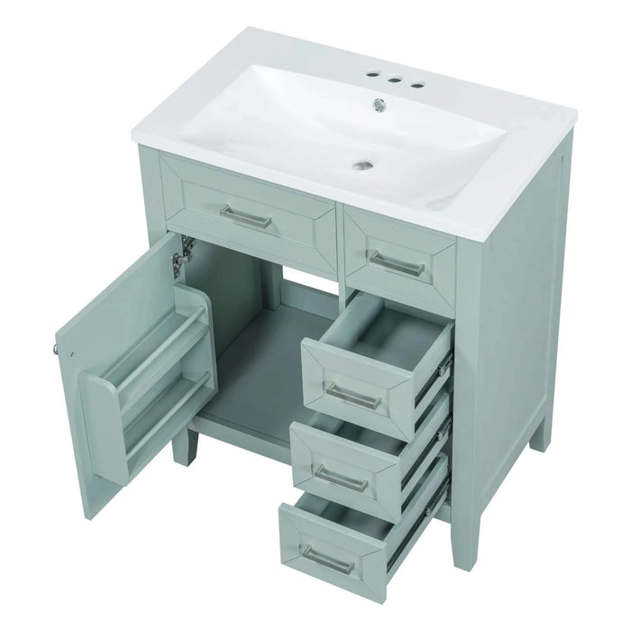 30' Bathroom Vanity with Sink Combo, Green Bathroom Cabinet with Drawers, Solid Frame and MDF Board (Old Sku:N725S999222F) Default -DTYStore