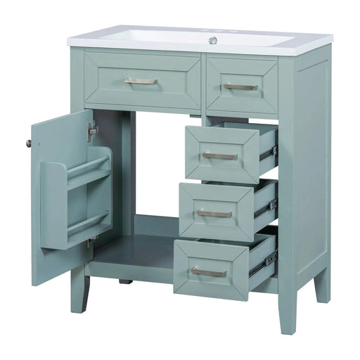 30' Bathroom Vanity with Sink Combo, Green Bathroom Cabinet with Drawers, Solid Frame and MDF Board Default -DTYStore