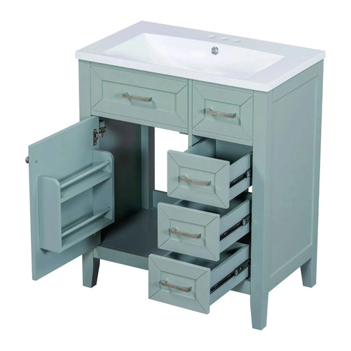 30' Bathroom Vanity with Sink Combo, Green Bathroom Cabinet with Drawers, Solid Frame and MDF Board Default -DTYStore